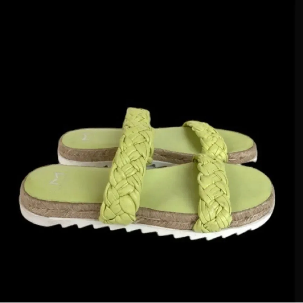 Marc Fisher Jaimee Lime Leather Slides Citron 7.5