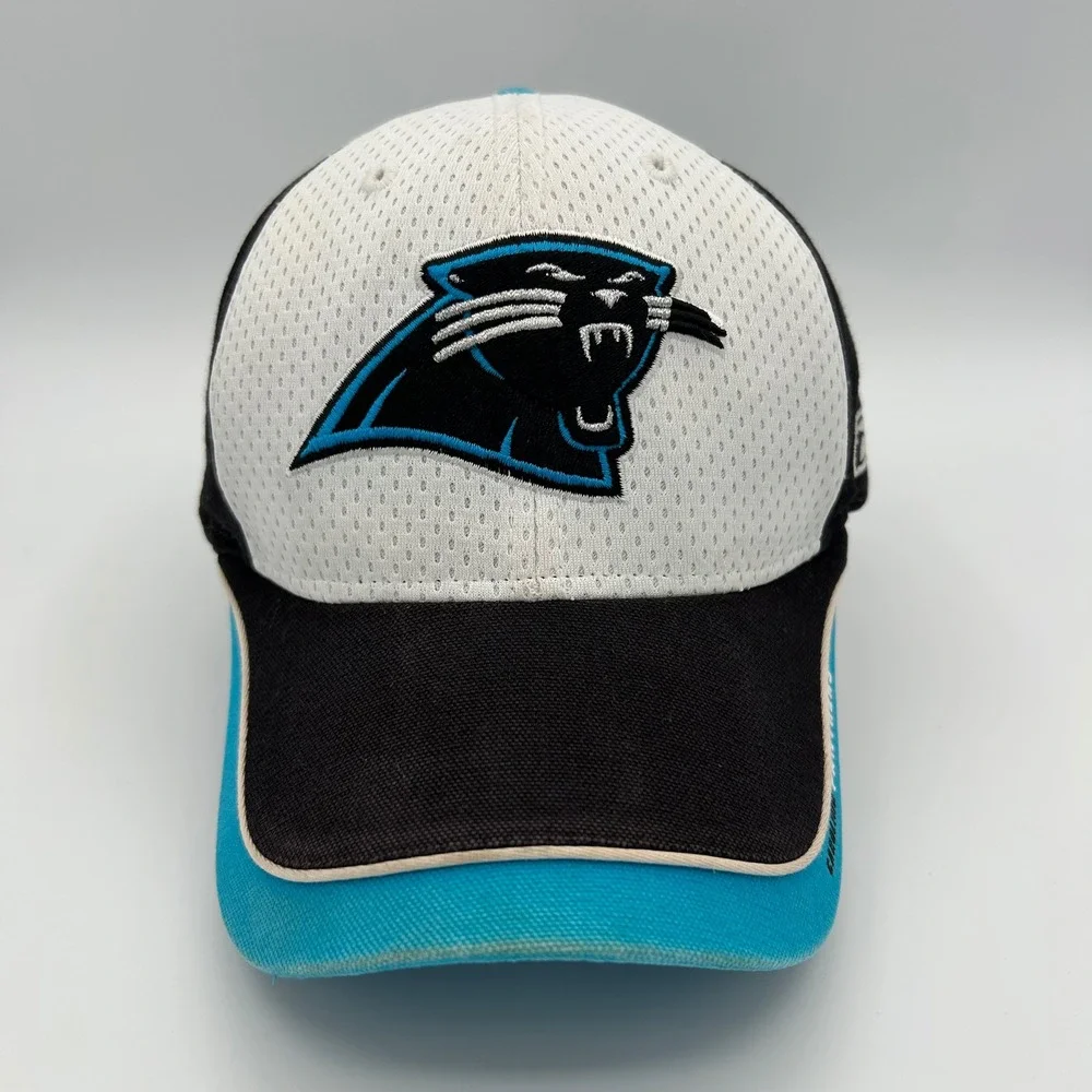 Vintage Carolina Panthers Hat Reebok NFL Equipment Mens OSFA Blue Black White