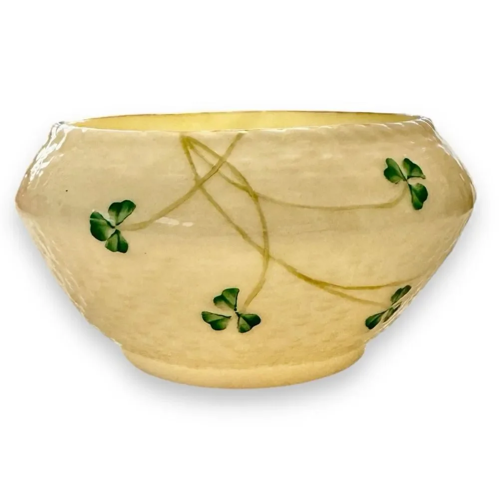 Vintage Beleek Shamrock Bone China Small Bowl
