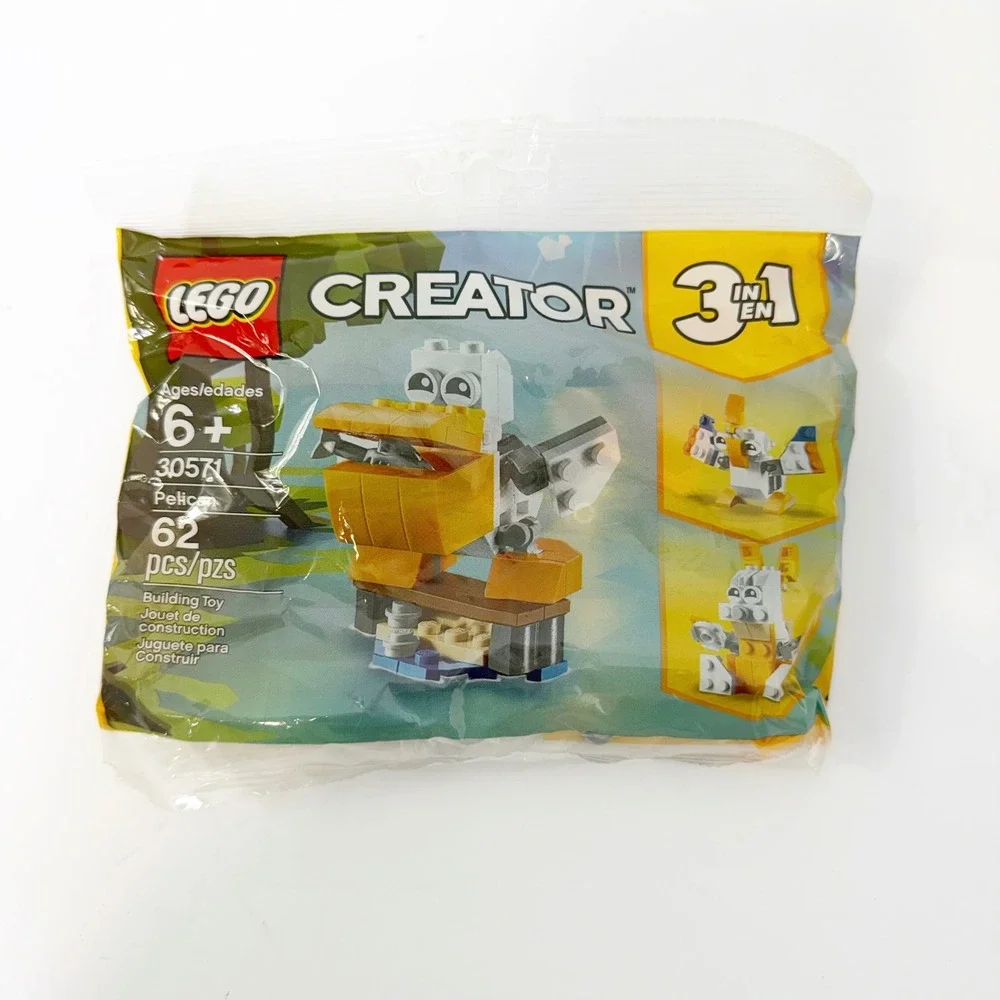 LEGO Creator 3-in-1 Pelican 30571 Unisex One Size Yellow White Polybag 62 Pcs