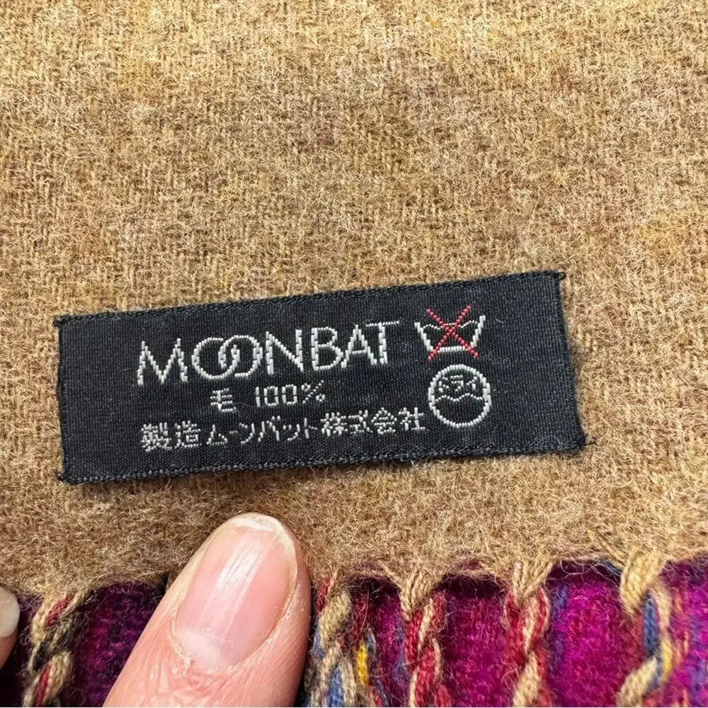 Moonbat 100% Wool Pink Brown Plaid Fringe Scarf Womens Accessories Casual