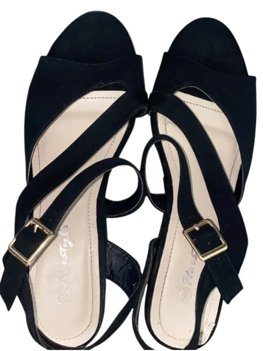 Black Wedge Heels Women's Size 9 Classic Platform Sandals