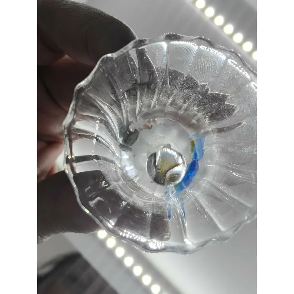 Art Glass Angel Bell Crystal Arms Millefiori Wings Delicate Collectible Curio