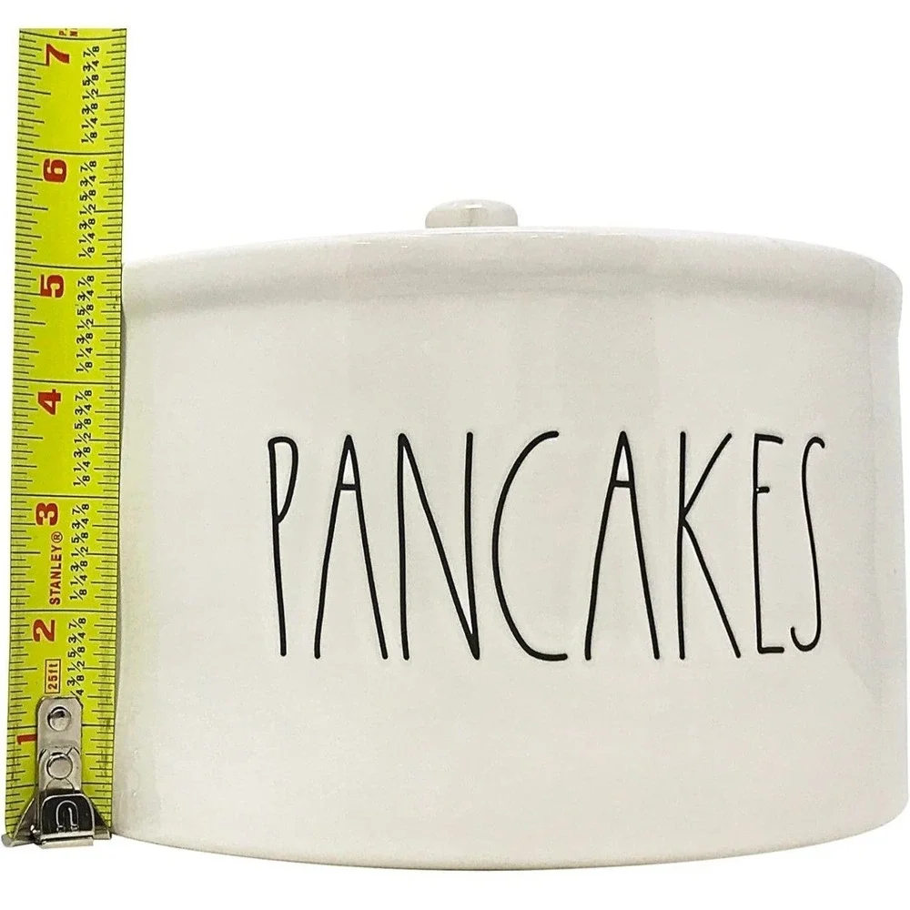 Rae Dunn Pancakes Ceramic Canister White Farmhouse LL Lidded Storage Jar