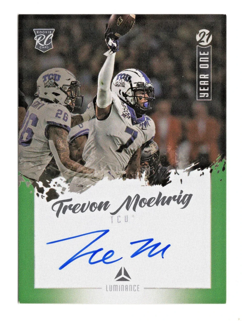 2021 Panini Luminance Year One Signatures Trevon Moehrig RC auto signed TCU SP