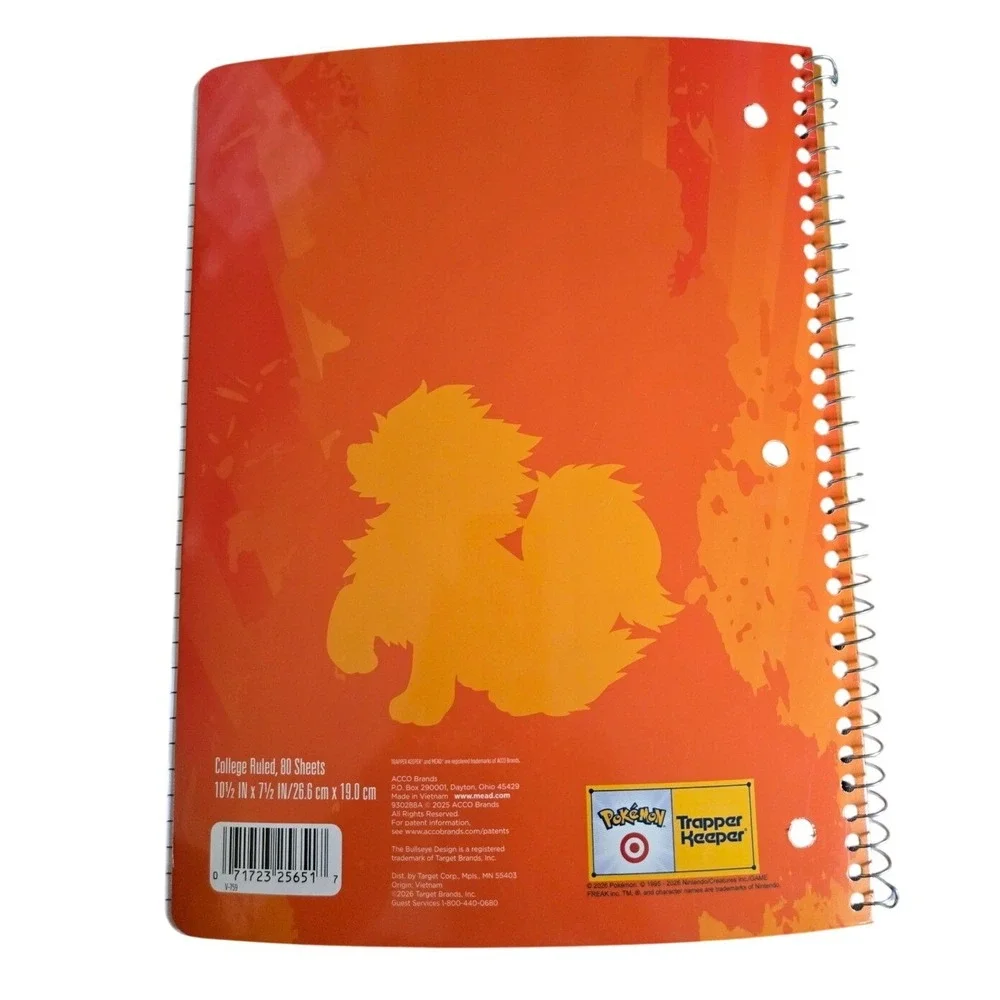 Mead Trapper Keeper Pokemon Arcanine Spiral Notebook College Ruled 80 Target‎