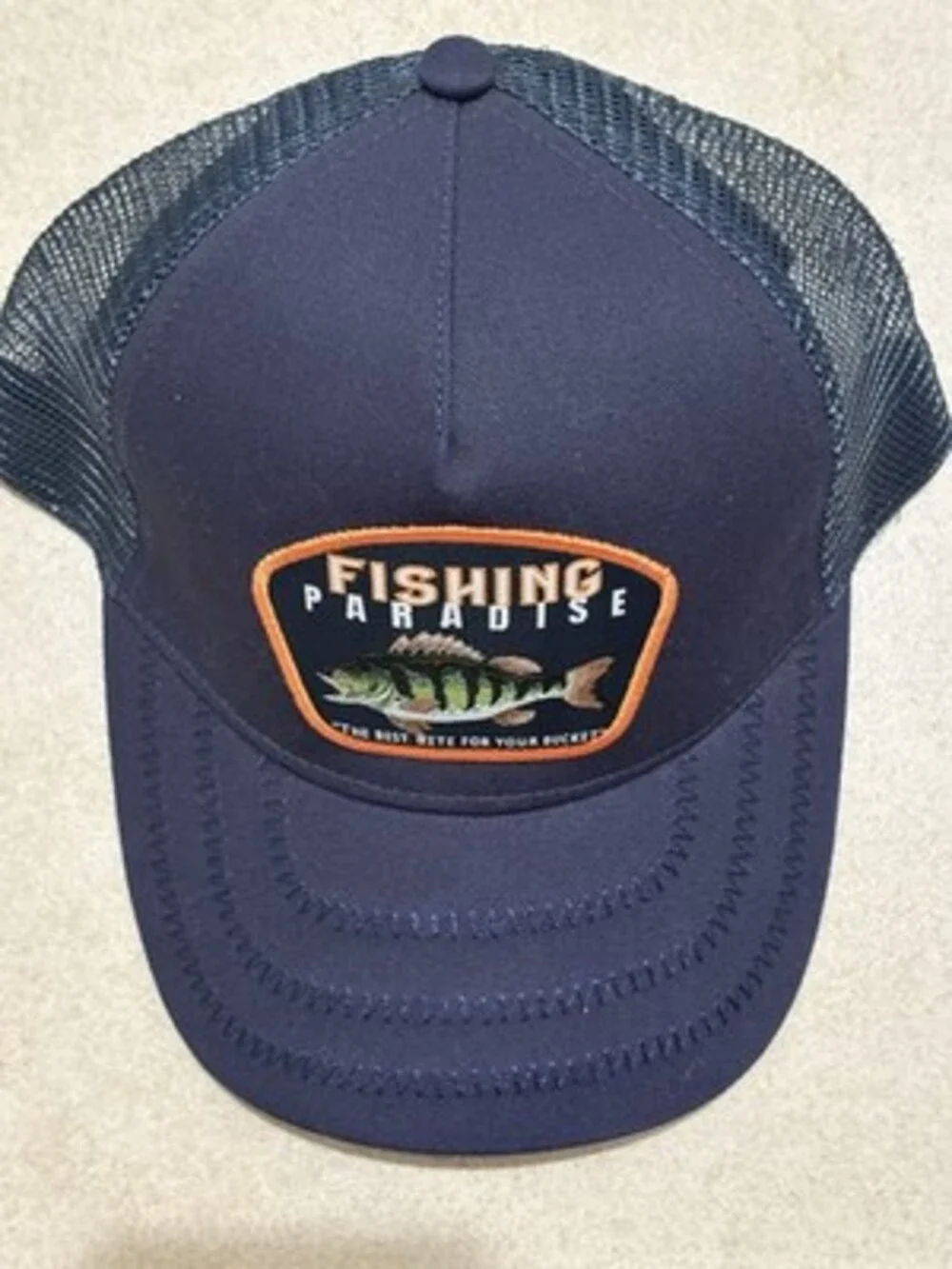 C&A Fishing Paradise Trucker Hat‎ Blue Mesh Snapback Adjustable Cap
