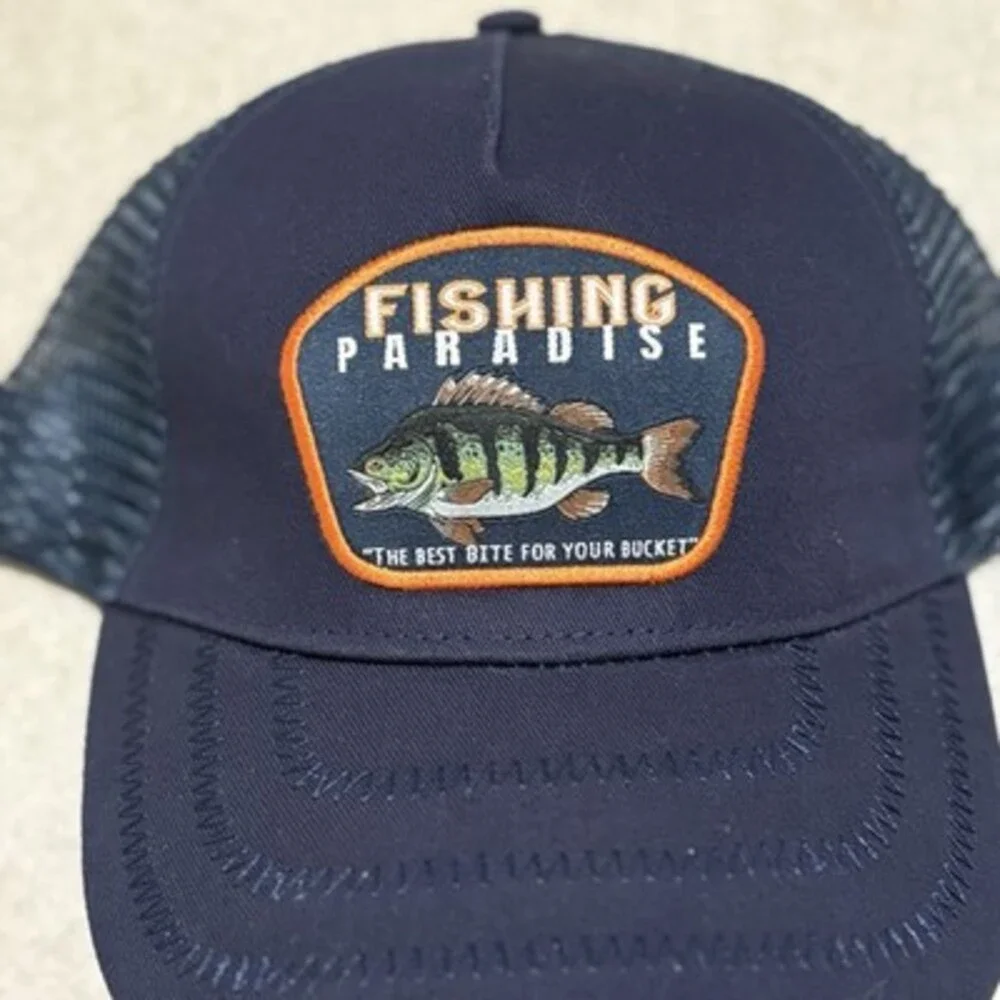 C&A Fishing Paradise Trucker Hat‎ Blue Mesh Snapback Adjustable Cap