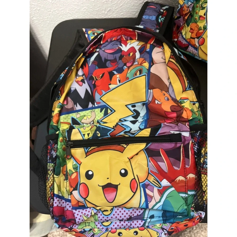 Pokemon 3 Piece Backpack Set Pikachu Charizard Insulated Lunch Bag Pouch NWOT
