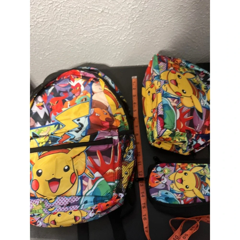 Pokemon 3 Piece Backpack Set Pikachu Charizard Insulated Lunch Bag Pouch NWOT