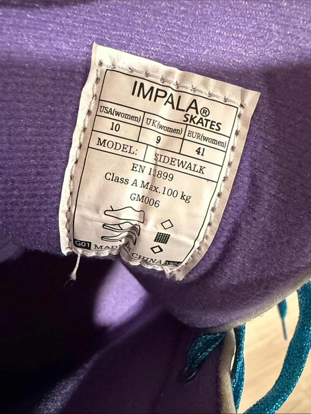 Impala Holographic Women’s Roller Skates with Teal Laces/Wheels & Purple Inside