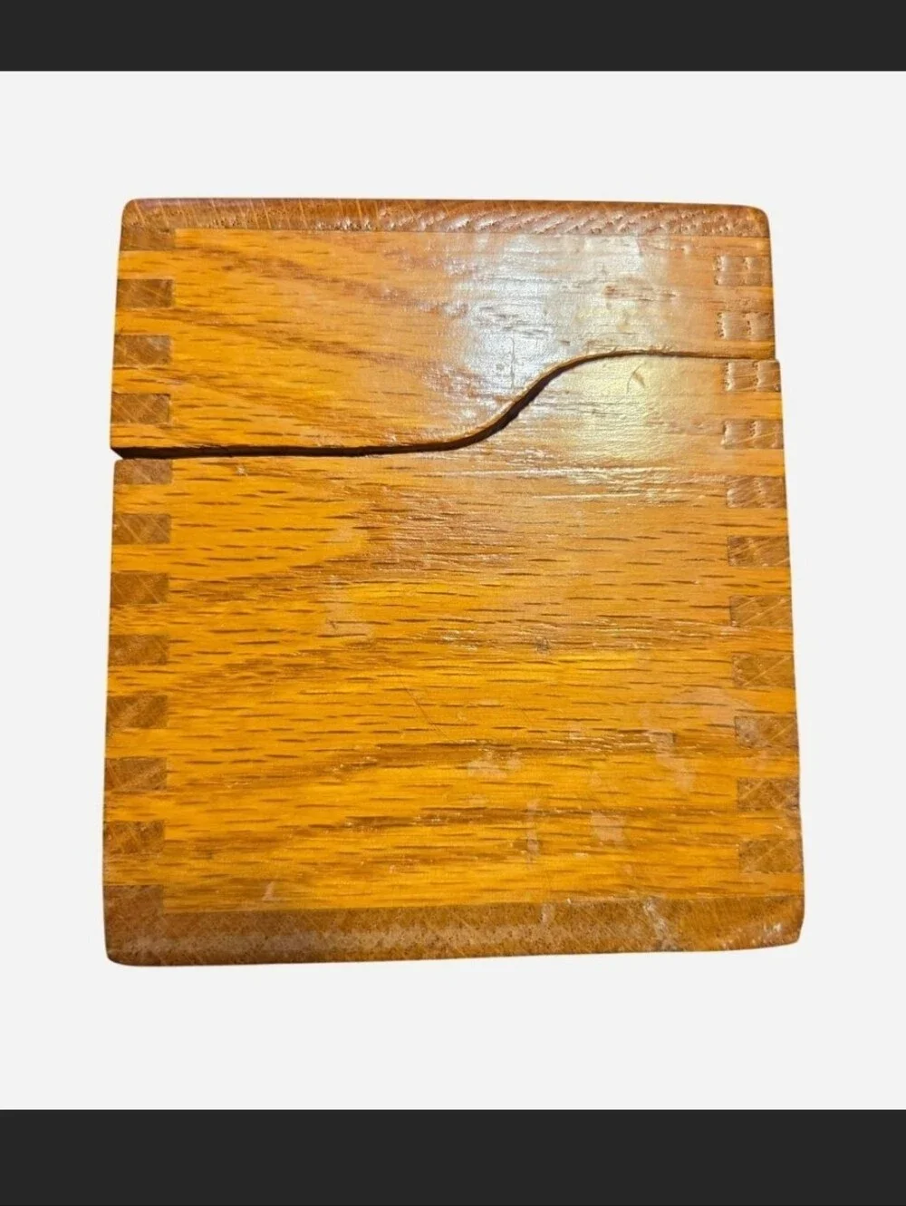 Vintage Handcrafted Wooden Recipe Box Warm Honey Oak