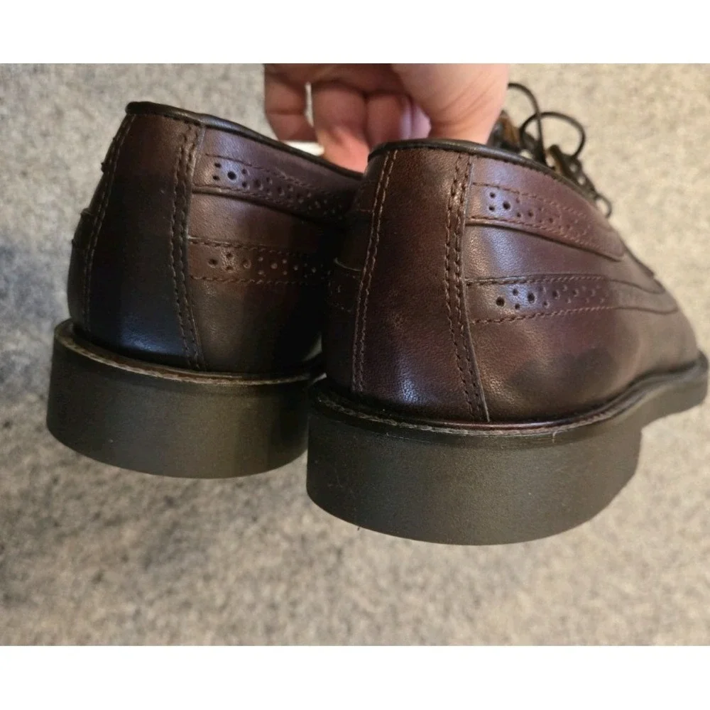 G.H. Bass & Co. Men's 11.5M Brown Leather Wingtip Brogue Oxford Shoes USA Made