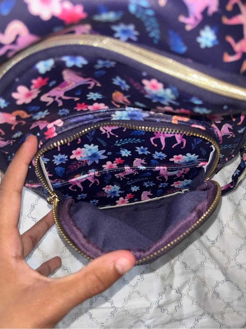 Navy Kids Unicorn Print Mini Backpack