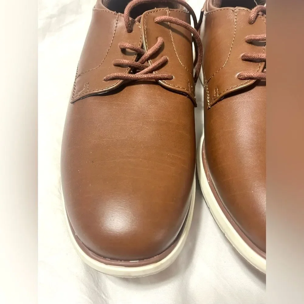 Goodfellow Brown Faux Leather Lace Up Men's Business Professional Shoes 8 NWT