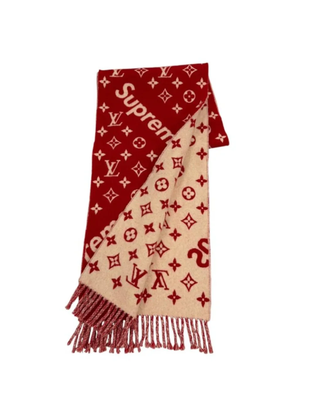 Louis Vuitton Supreme Cashmere Blend Fringe Scarf