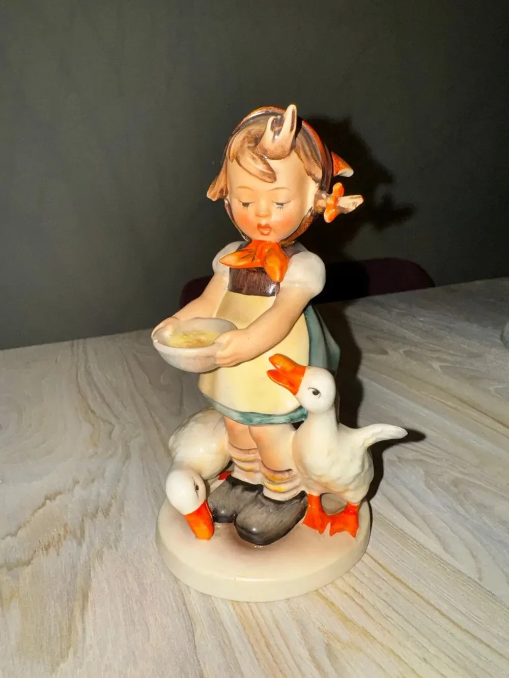 Vintage Copr. W Goebel Girl Hummel & Ducks Patient Figurine Ceramic 6.5