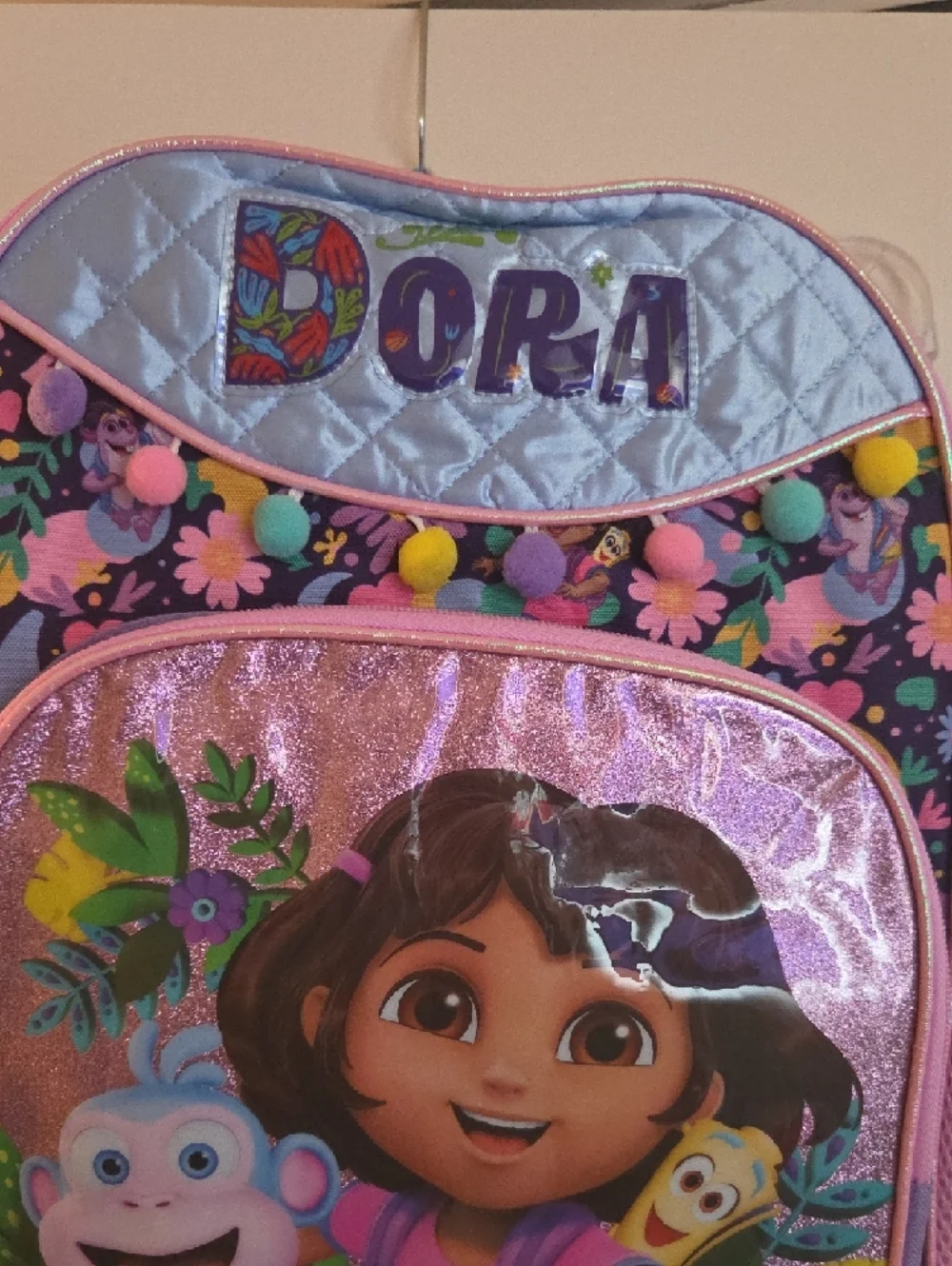 Dora Kids Backpack – Pink Glitter Character School Bag