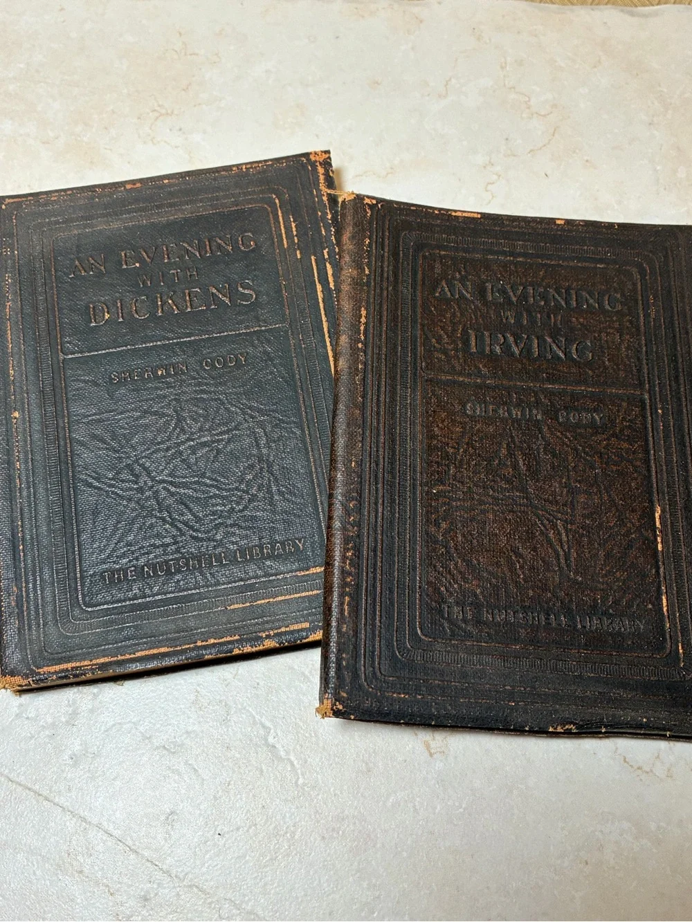 2 Vintage 1907 Nutshell Library Books - Dickens and Irving