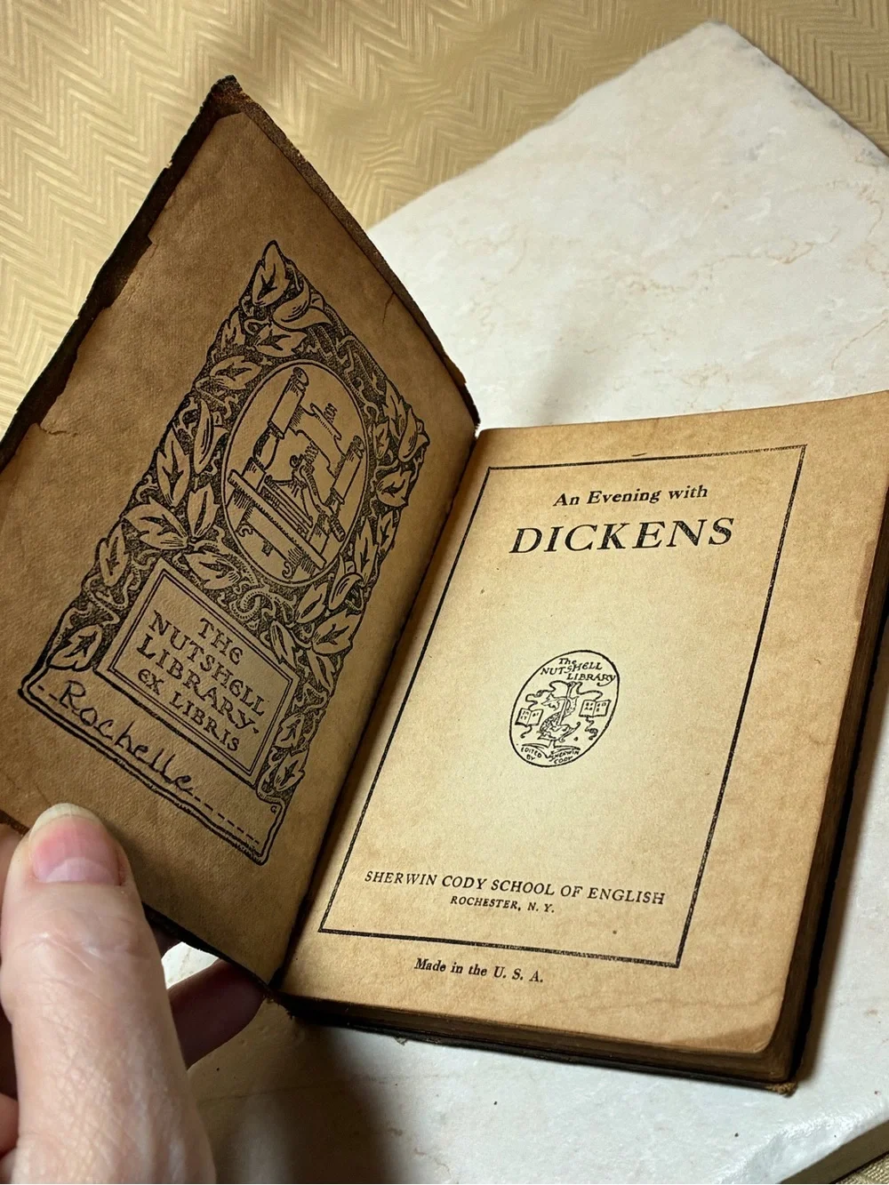 2 Vintage 1907 Nutshell Library Books - Dickens and Irving