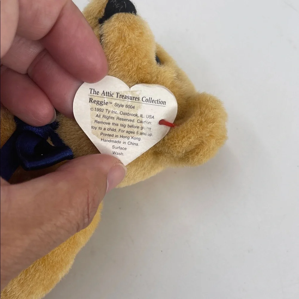 Ty Beanie Babies, Ty Attic Treasure 1992 1st Gen Tag Reggie the Jointed Bear
