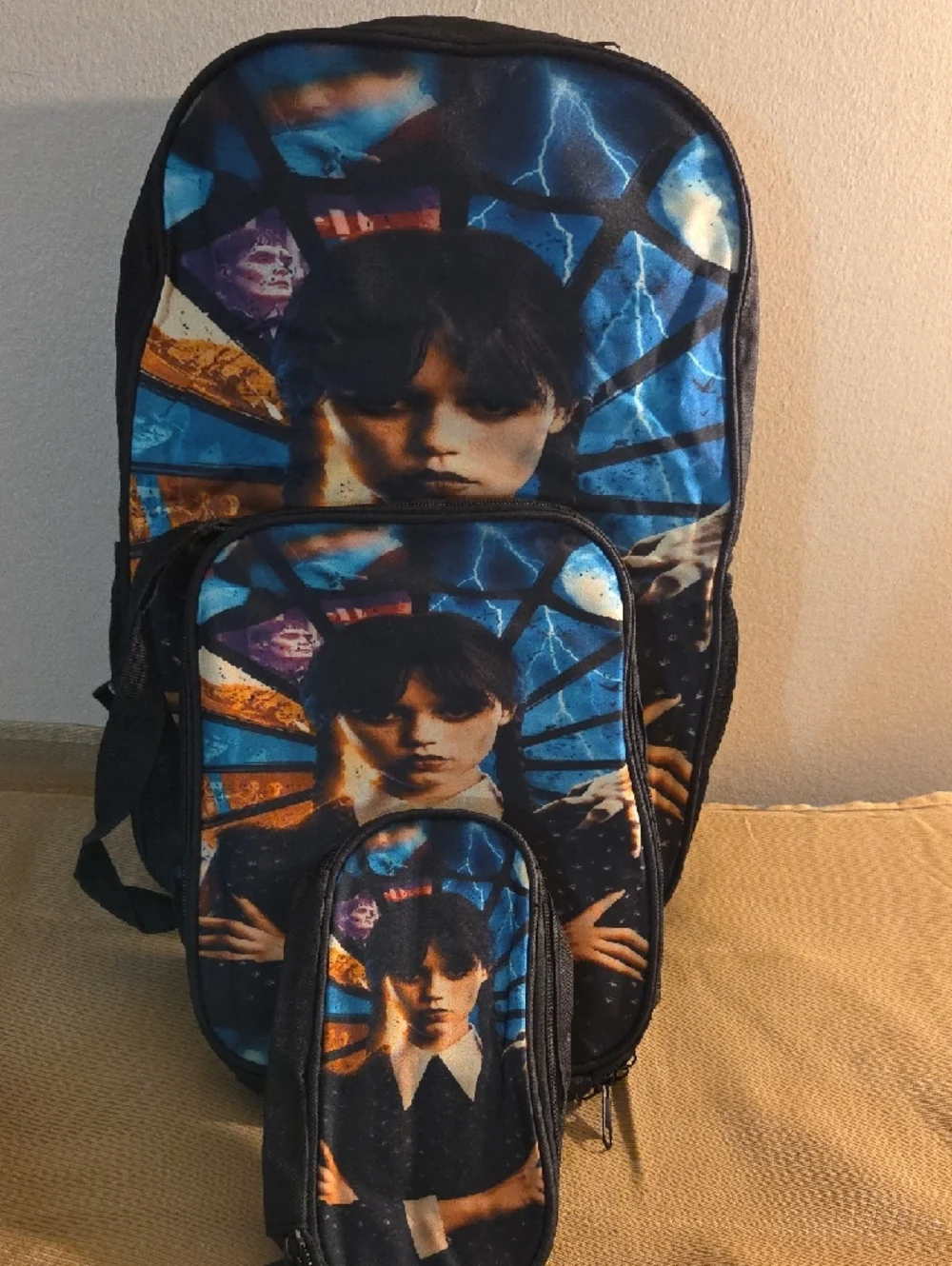 Wednesday Addams Themed 3-piece backpack set