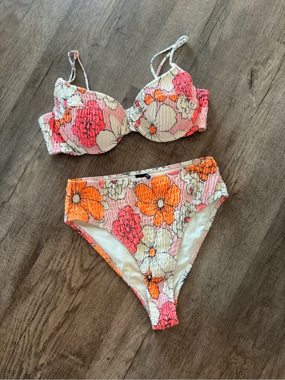triangl swimwear Pink and Orange Floral Bikini Set