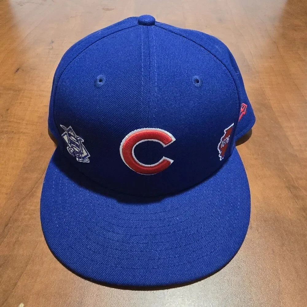 New Era Chicago Cubs 1876 Illinois State Patch Multi-logo Fitted Hat 7 5/8