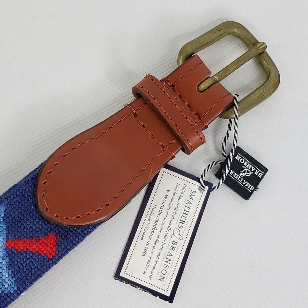 Smathers Branson Needlepoint Belt Golf Clubs Tees Balls Mens Size 36 New