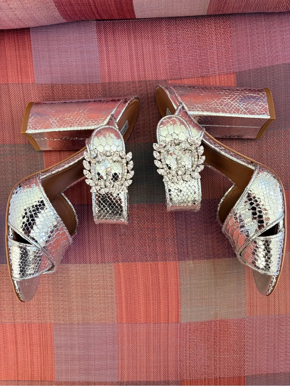 Tabitha Simmons silver snakeskin