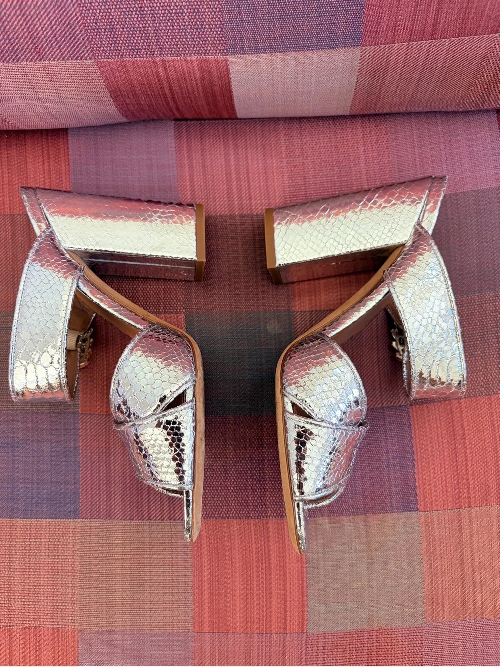 Tabitha Simmons silver snakeskin
