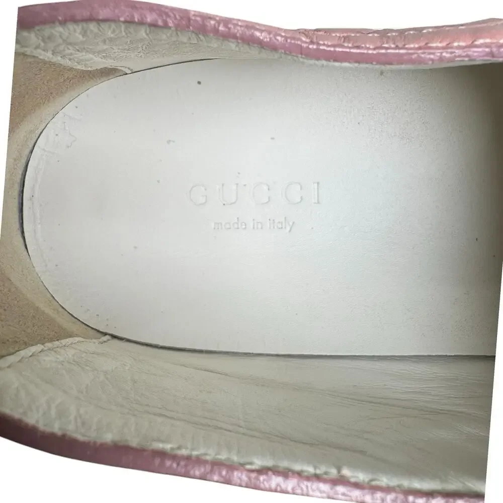Gucci Guccissima Leather Slip-On Sneakers Pink Embossed Logo Size 37.5 EU 7.5 US