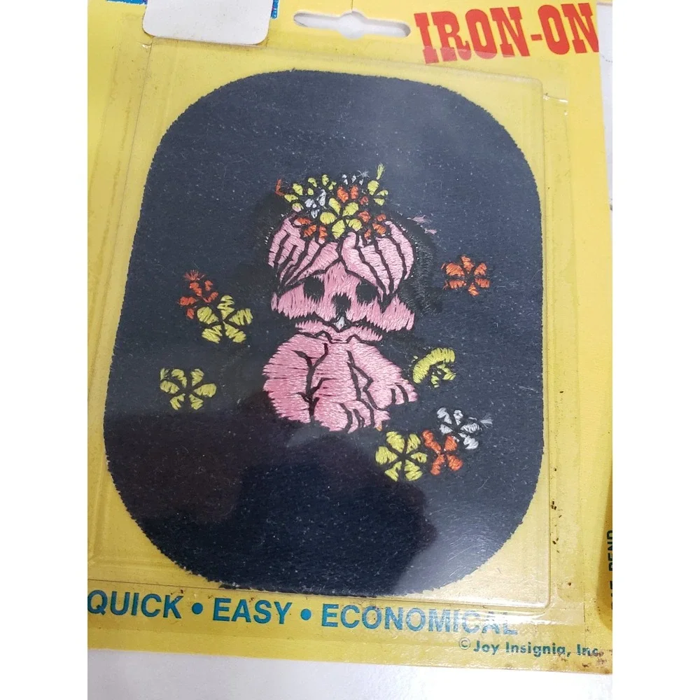 Lot 6 70s Embroidered‎ Joy-Patch Iron-On Denim Turtle Dog Elephant Butterfly