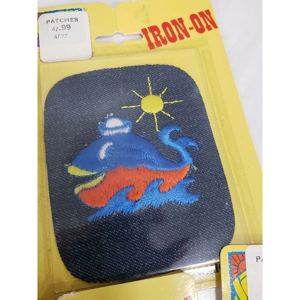 Lot 6 70s Embroidered‎ Joy-Patch Iron-On Denim Turtle Dog Elephant Butterfly