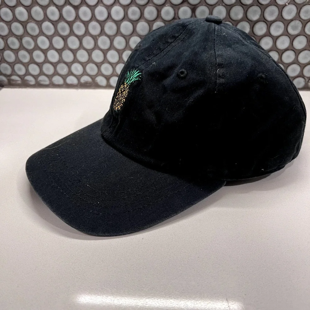 Pineapple Hat Cap Black‎ Hat Strap Back Adjustable Adult Logo Fruit Unstructured