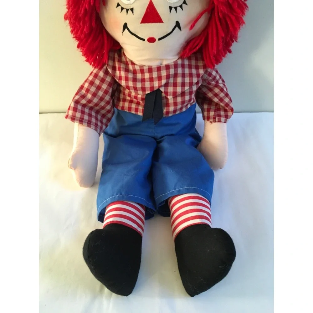 Hasbro Cloth Raggedy-Style Doll with Red Yarn Hair and Blue Pants