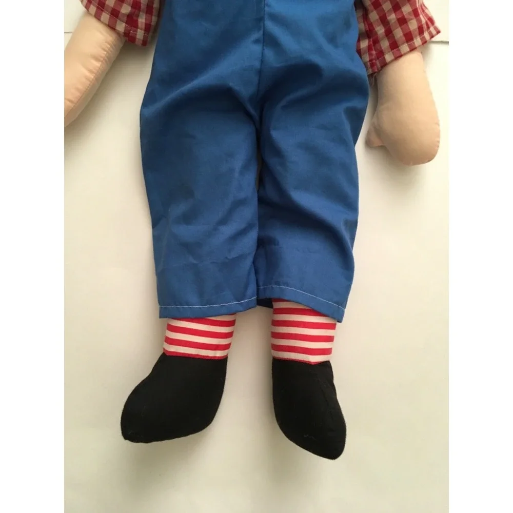 Hasbro Cloth Raggedy-Style Doll with Red Yarn Hair and Blue Pants