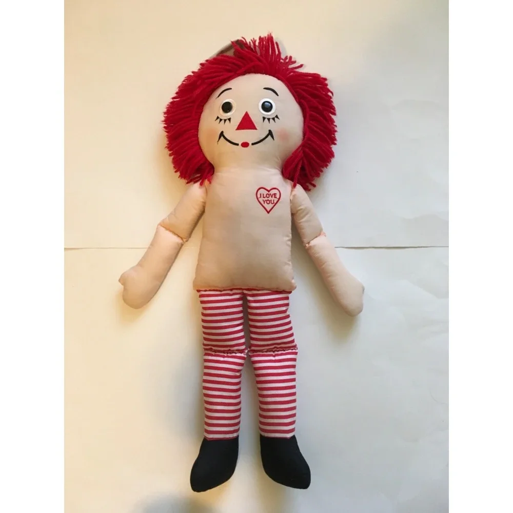 Hasbro Cloth Raggedy-Style Doll with Red Yarn Hair and Blue Pants