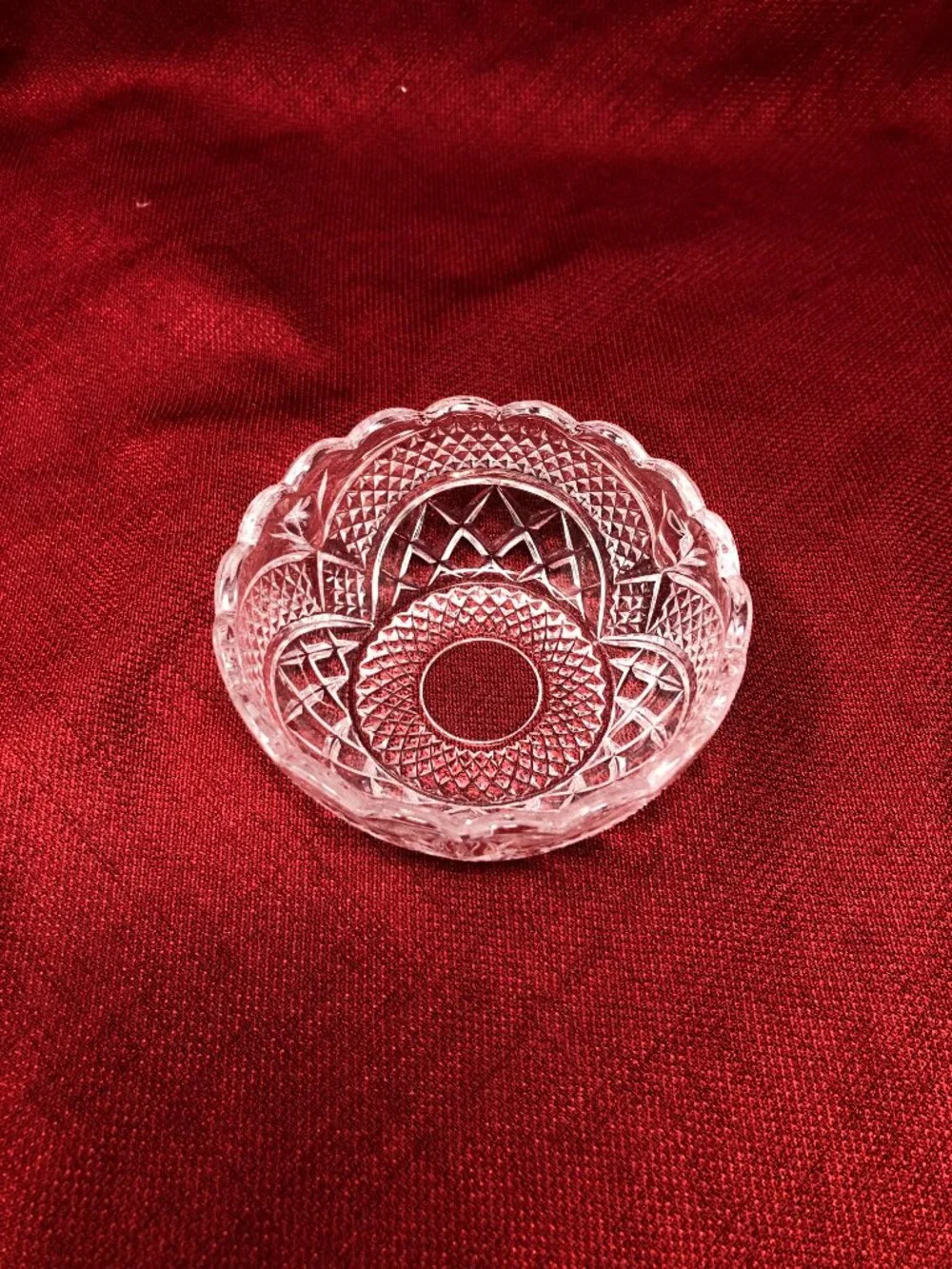 Vintage Engraved Crystal Candy Bowl