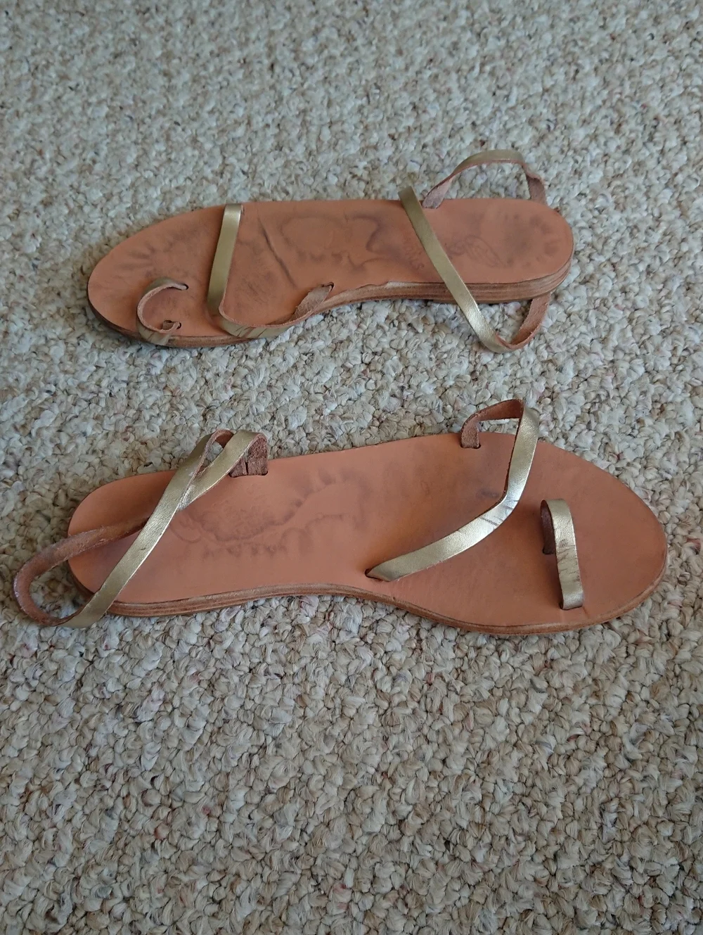 Ancient Greek Sandals Apli Eleftheria metallic-effect leather sandals size 6.5