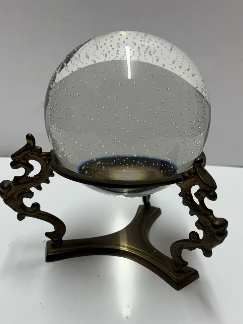 Vintage Paperweight Globe with Brass Stand