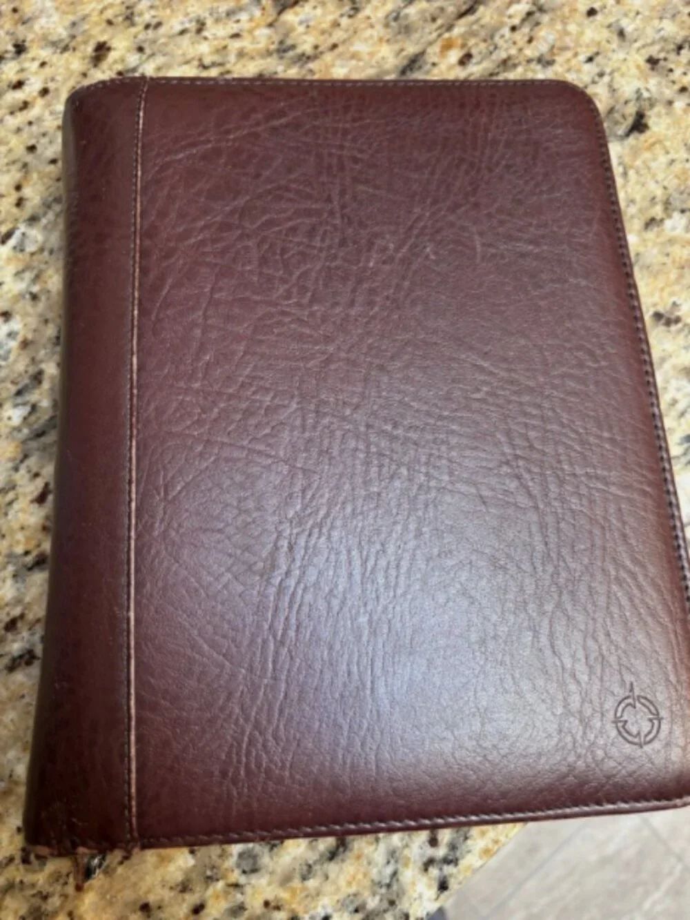 Vintage Franklin Covey Brown Genuine Leather Classic 7 Ring Planner