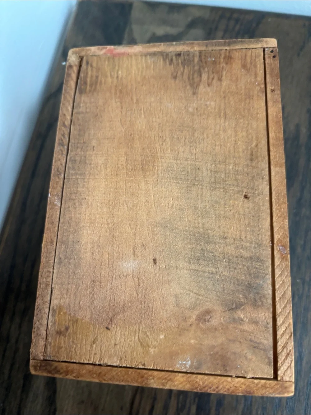 Vintage The American Crayon Co wood box, no cover, dovetail edges, 6.5x4.4x4”