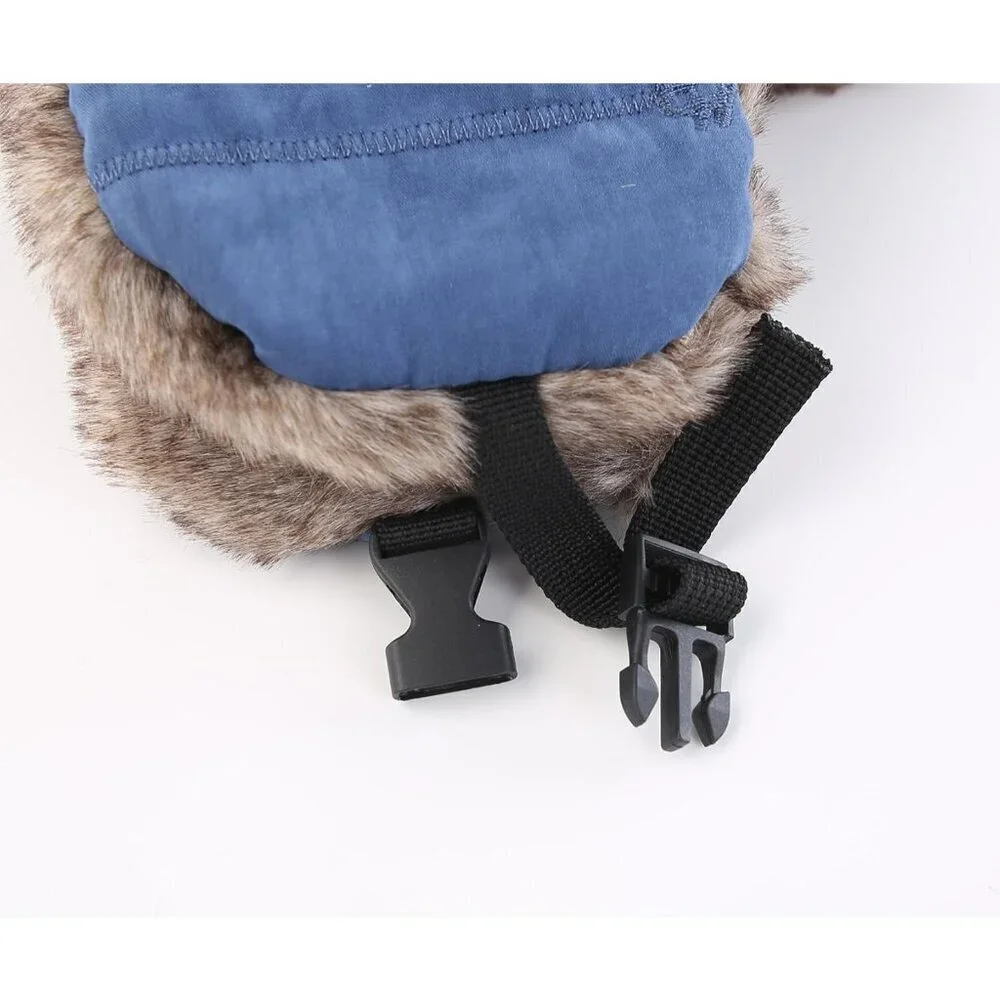 Men's Blue Trooper Trapper Hat Warm Winter Hunting Cap w/ Removable Mask