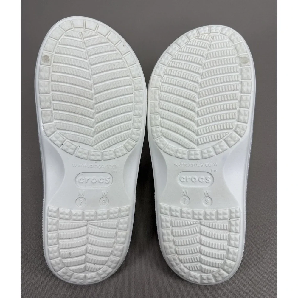 Crocs Slides Women's 9 Iconic Comfort White Sandals Men 7 Outdoor Summer Water