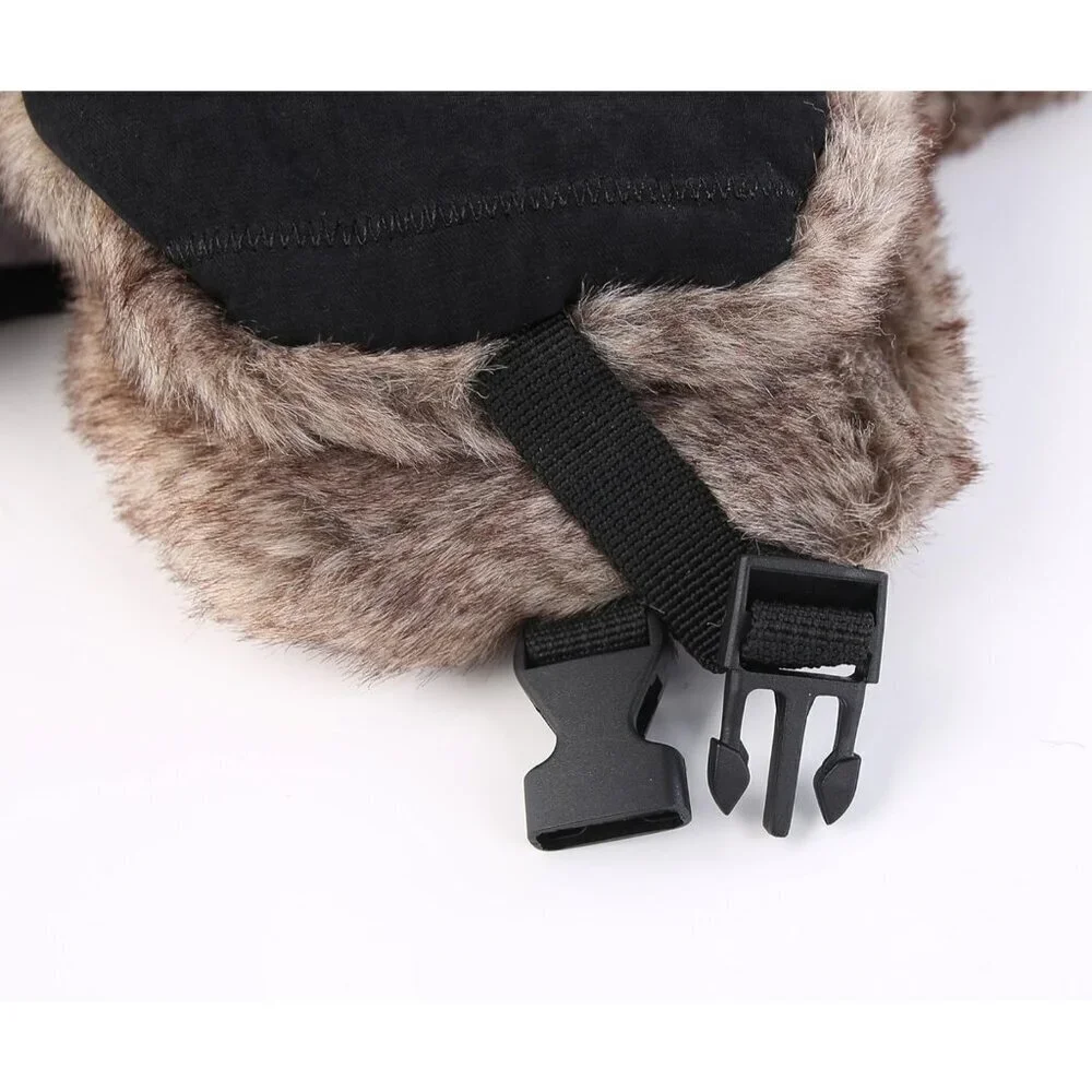 Men's Black Trooper Trapper Hat Warm Winter Hunting Cap w/ Removable Mask