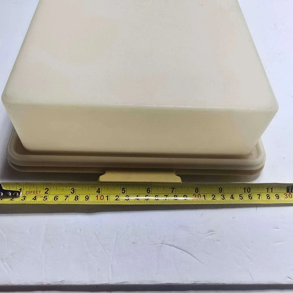 Vintage Tupperware Rectangular Cake Taker Carrier Harvest Gold Sheer 1241 1242