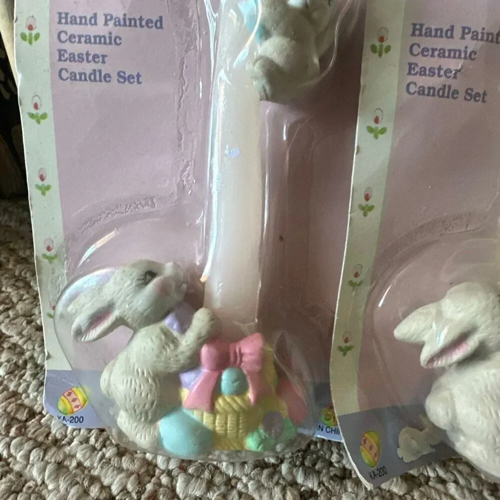 Hermitage pottery Hand painted ceramic Easter candle set 1994 set of 2