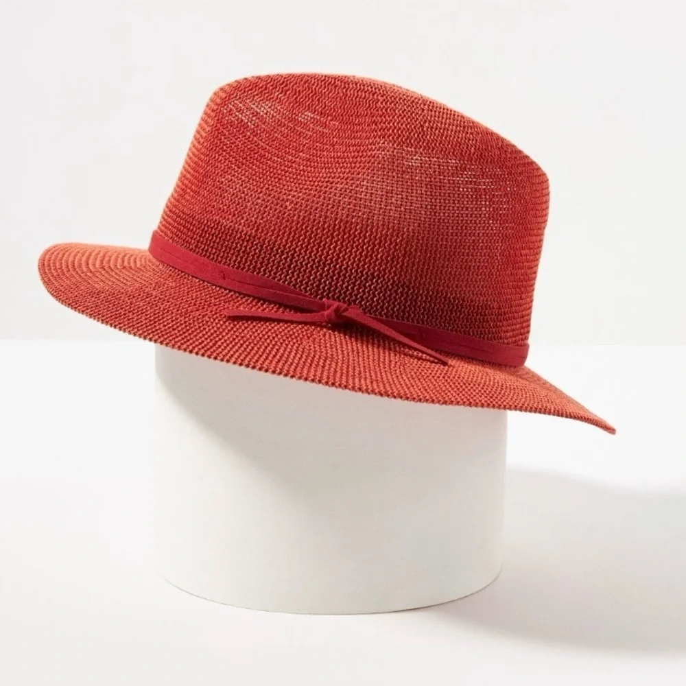 ‼️RARE‼️🎸ANTHROPOLOGIE🎸🔥NWT🔥Mesh Nubby Fedora in Burnt Orange