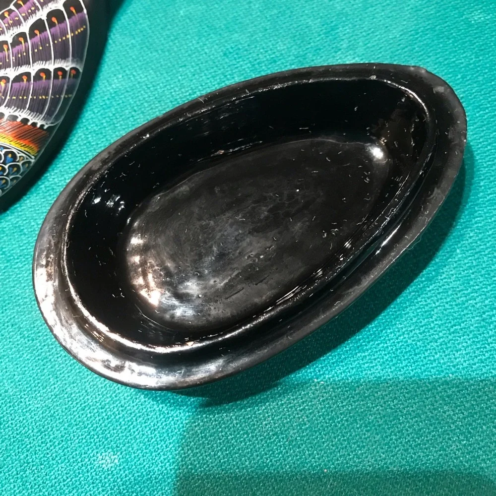 Vintage Wooden Trinket Dish with intricate hand painted Duck Design